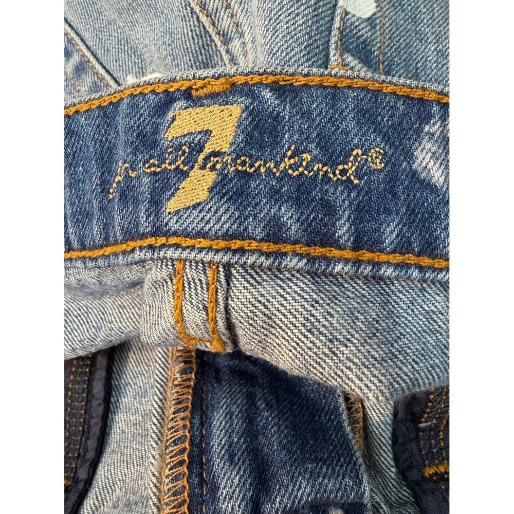 7 For All Mankind Denim Shorts Womens 26 Blue Polka Dot Frayed Raw Hem AU818274A - Picture 6 of 11